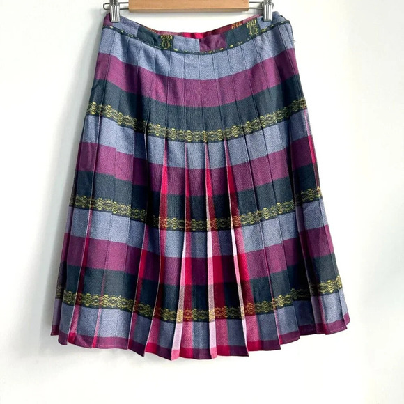 Vintage Reversible MAgenta Pink Blue Pleated Short Skirt M - Picture 2 of 6